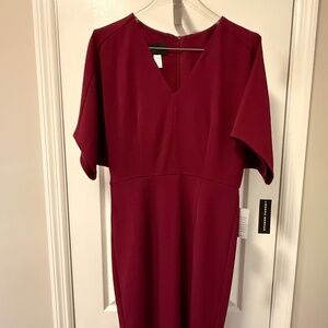 Donna Morgan dress, "mulberry" color, size 8, full short sleeves, NWT